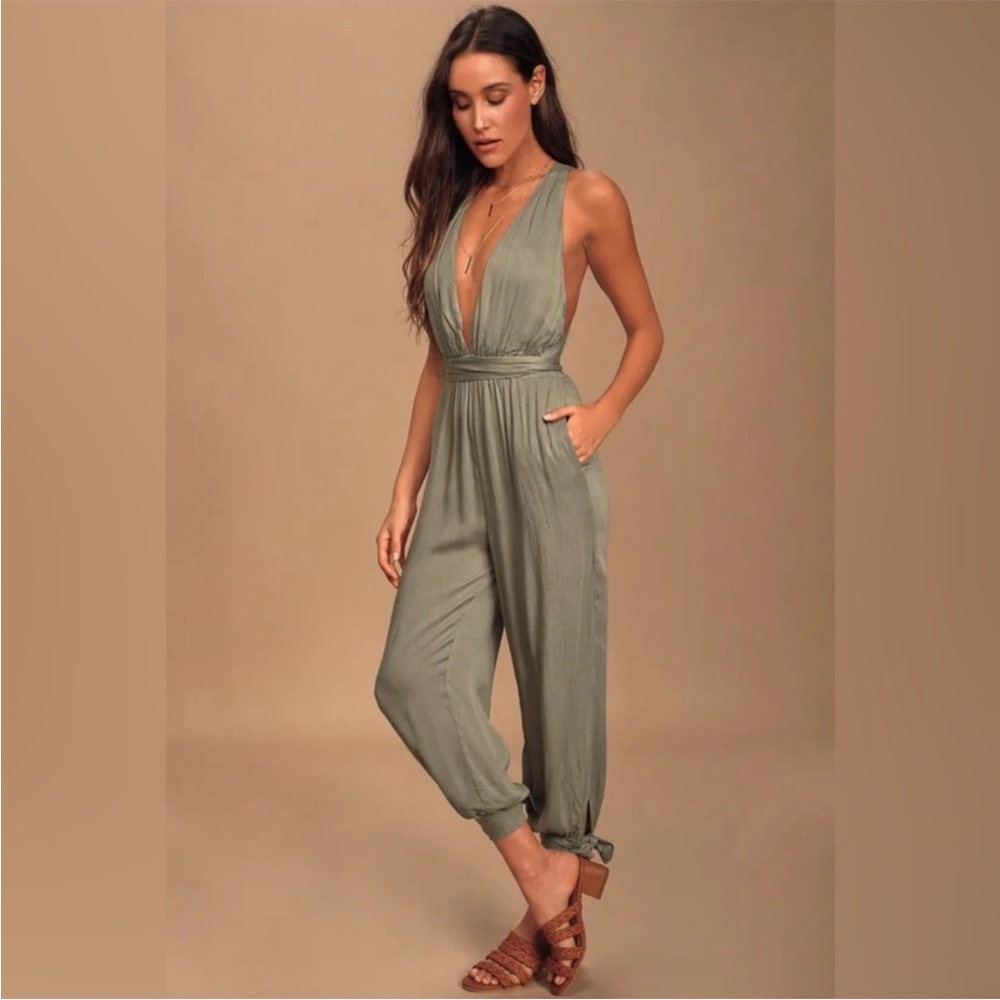 Lulu's Chic Sage Jumpsuit